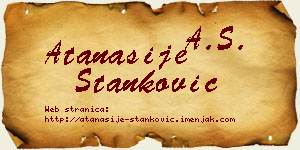 Atanasije Stanković vizit kartica